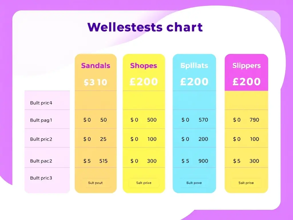 A visually appealing image depicting a clear and concise pricing chart for STYLO's wholesale footwear, showcasing different product categories and corresponding bulk pricing options, designed to attract and inform potential B2B clients.